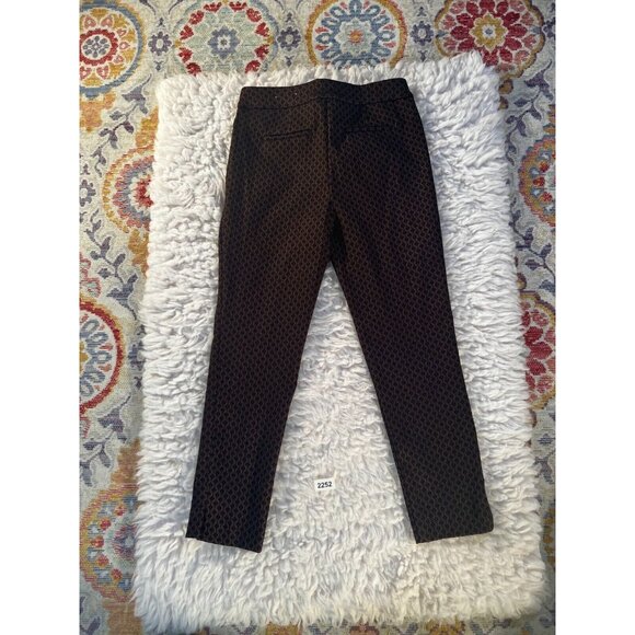 Chico's Dress Pants Women's 1R (18R) Brown Tuxedo Geo Stretch High Rise Thick - Picture 2 of 9